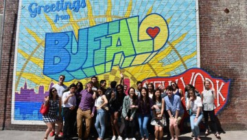 Students in the High Road fellowship program pose for a photo in Buffalo