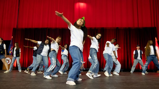 The dance group Break Free performs at Convocation.