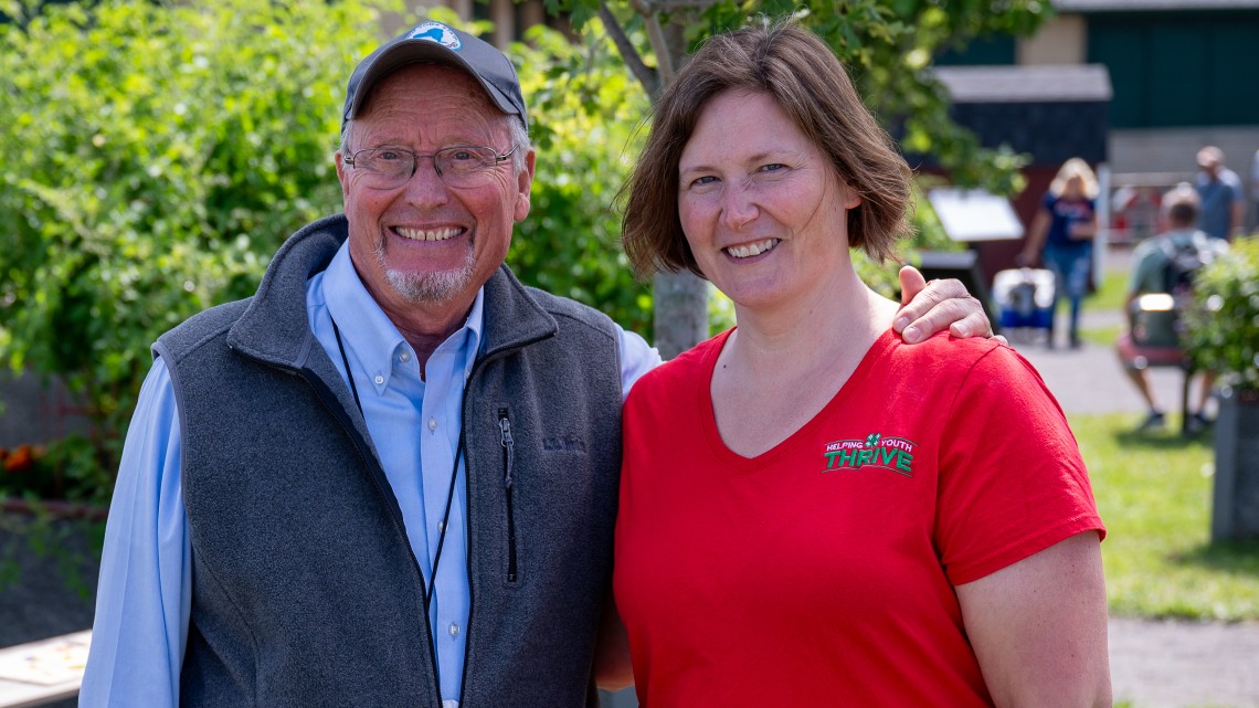 New York State Agriculture Commissioner Richard Ball poses for a photo with New York State 4-H Youth Development Program Leader Alexa Maille.