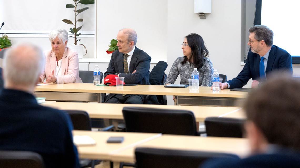 A panel of faculty from the SC Johnson College of Business addressed a range of issues during “Finance with a Social Purpose” March 7 at Warren Hall.