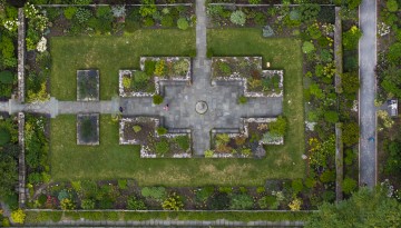 The Cornell Botanic Gardens are seen from above.