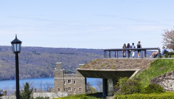 Students traverse the top of Libe Slope.